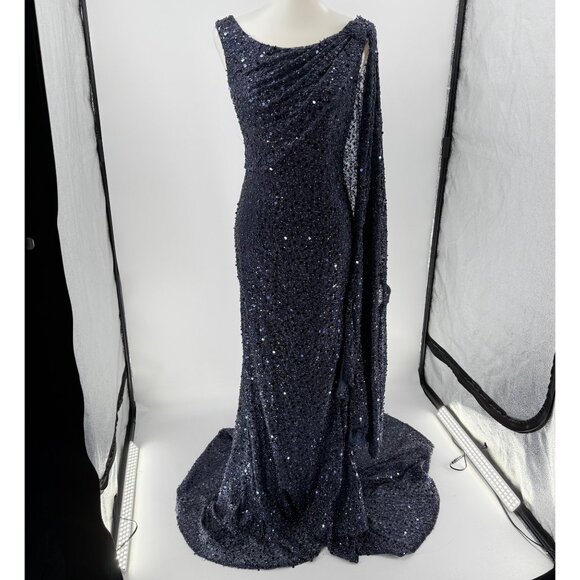 Alyce Paris 27772 - Elegant Scoop Neck Beaded Tulle Gown, Midnight - Picture 3 of 13